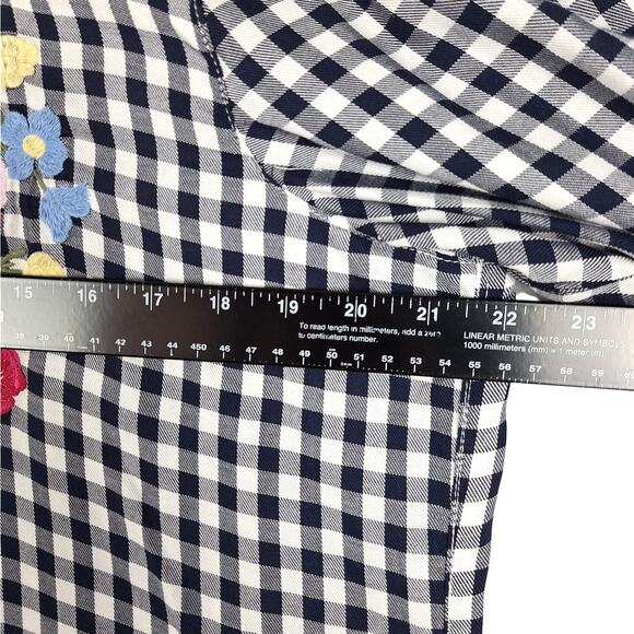 Womens Top Large Country Western Boho Embroidered Floral Plaid Button Down NWT - Picture 4 of 7